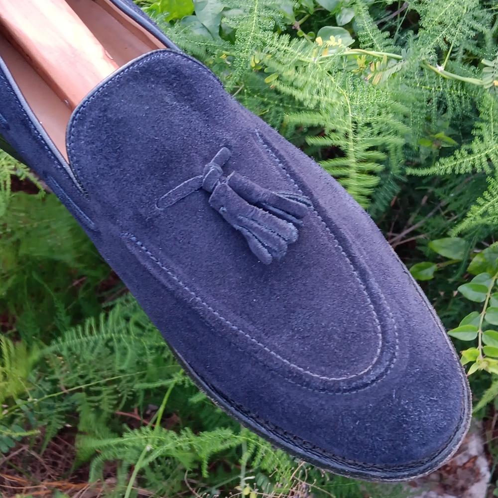 Samuel Windsor Loafers Men's Tasseled Blue Suede Shoes/Loafers (HANDMADE) - Picture 17 of 17